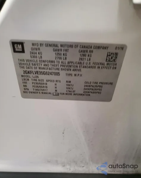 2016 GMC Terrain Denali z USA, uszkodzony, nr VIN 2GKFLVE35G6247005